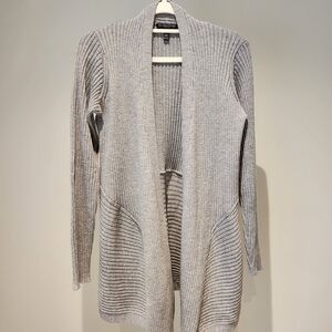 Eileen Fisher open ribbed knit cardigan gray size PP/XS petite 2 4 merino wool